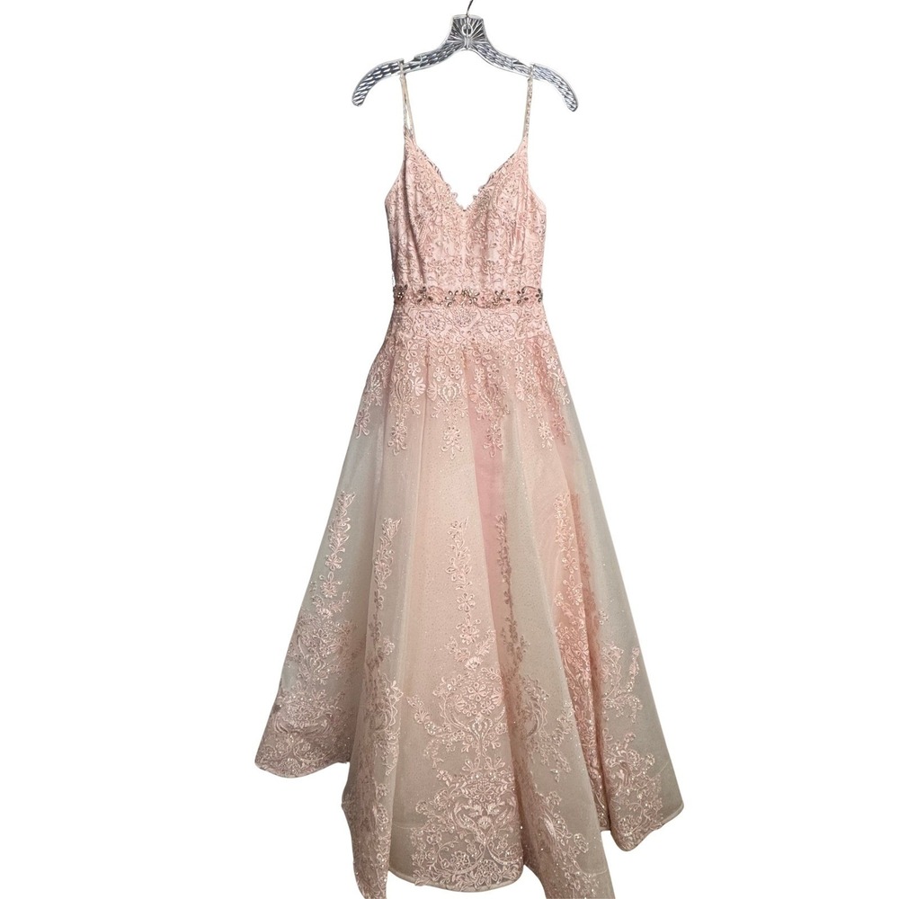 Ellie Wilde Mon Cheri Size 4 Pink Beaded Lace Homecoming Gown Formal Fairycore